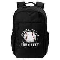 Hit Hard Run Fast Turn Left Baseball Player Backpack