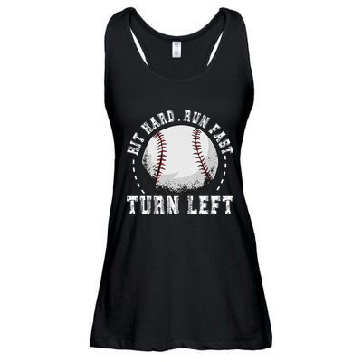 Hit Hard Run Fast Turn Left Baseball Player Ladies Essential Flowy Tank
