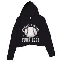Hit Hard Run Fast Turn Left Baseball Player Crop Fleece Hoodie