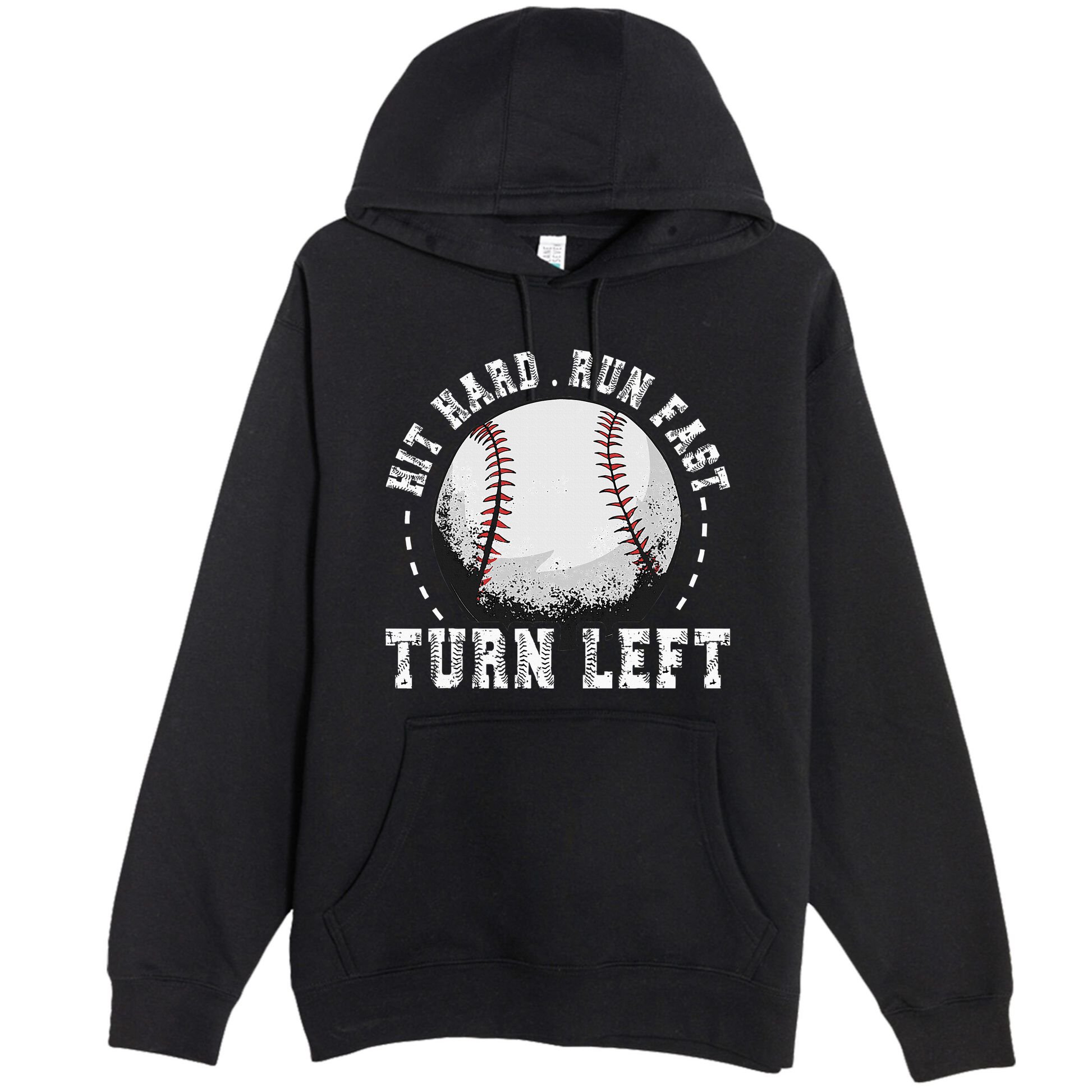 Hit Hard Run Fast Turn Left Baseball Player Premium Pullover Hoodie