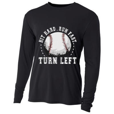 Hit Hard Run Fast Turn Left Baseball Player Cooling Performance Long Sleeve Crew