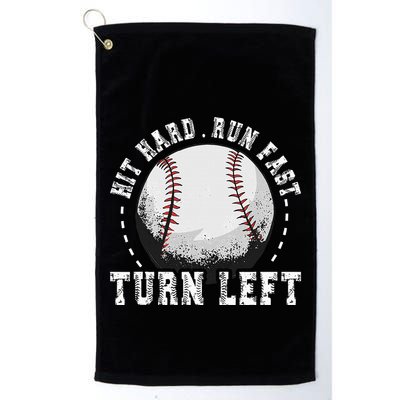 Hit Hard Run Fast Turn Left Baseball Player Golf Towel