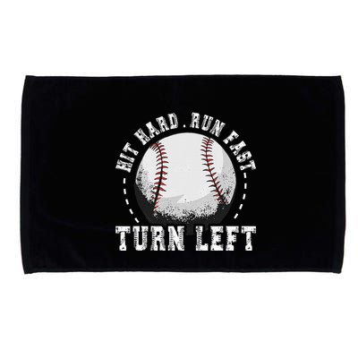 Hit Hard Run Fast Turn Left Baseball Player Microfiber Hand Towel