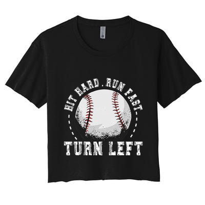 Hit Hard Run Fast Turn Left Baseball Player Crop Top