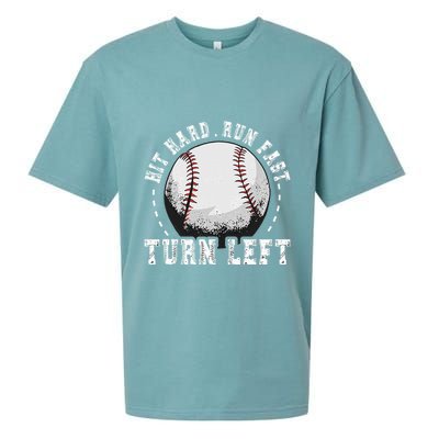 Hit Hard Run Fast Turn Left Baseball Player Sueded Cloud Jersey T-Shirt