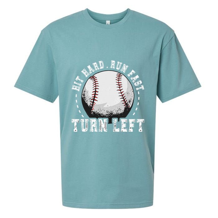 Hit Hard Run Fast Turn Left Baseball Player Sueded Cloud Jersey T-Shirt