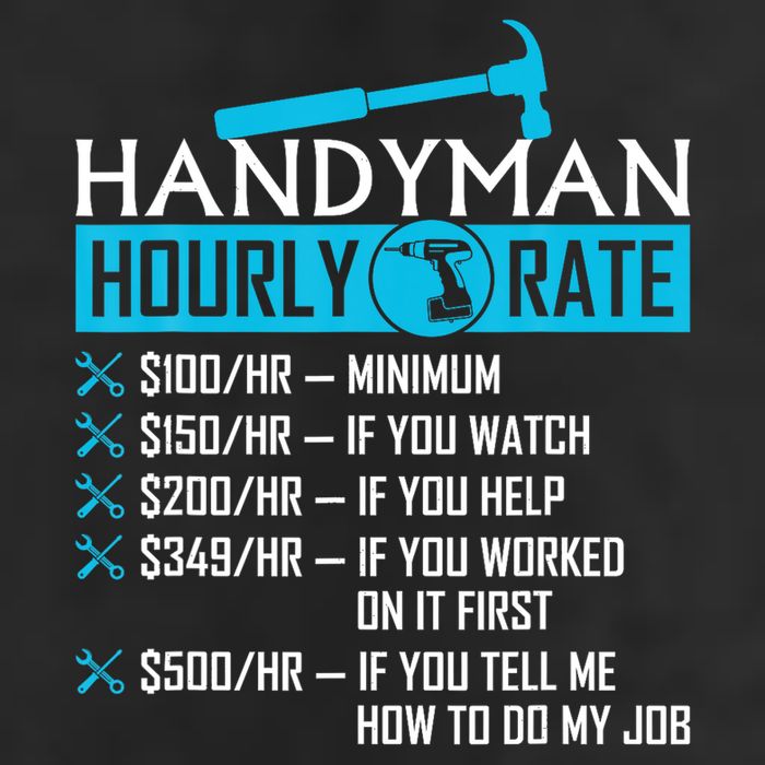 Handyman Hourly Rate Humor Carpenter Funny Handy Man Adult Drive Performance Visor