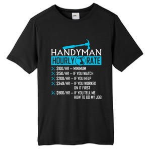 Handyman Hourly Rate Humor Carpenter Funny Handy Man Tall Fusion ChromaSoft Performance T-Shirt