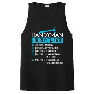 Handyman Hourly Rate Humor Carpenter Funny Handy Man PosiCharge Competitor Tank