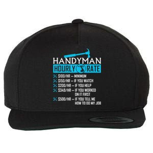 Handyman Hourly Rate Humor Carpenter Funny Handy Man Wool Snapback Cap