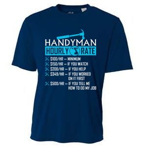 Handyman Hourly Rate Humor Carpenter Funny Handy Man Cooling Performance Crew T-Shirt