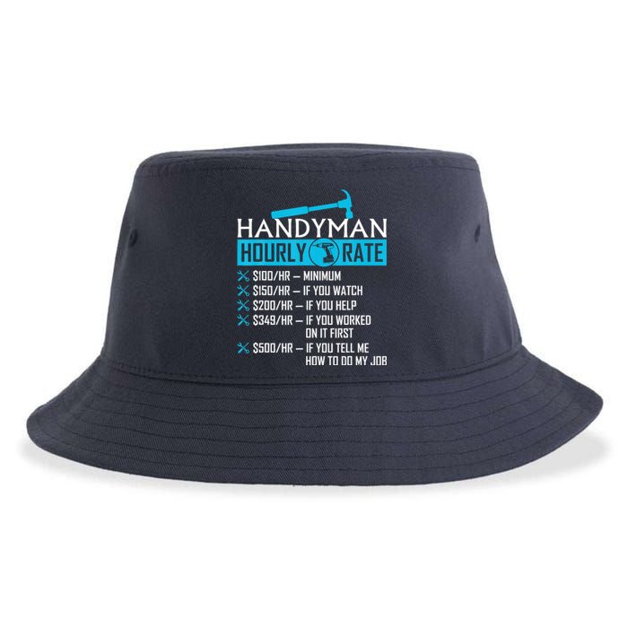 Handyman Hourly Rate Humor Carpenter Funny Handy Man Sustainable Bucket Hat