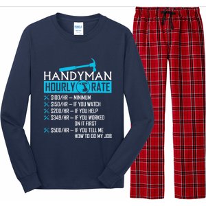 Handyman Hourly Rate Humor Carpenter Funny Handy Man Long Sleeve Pajama Set