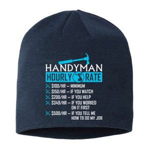 Handyman Hourly Rate Humor Carpenter Funny Handy Man Sustainable Beanie