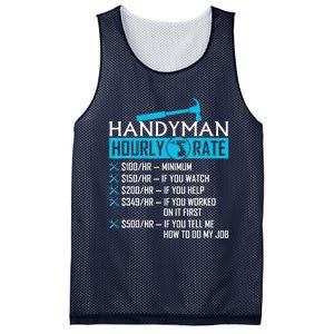 Handyman Hourly Rate Humor Carpenter Funny Handy Man Mesh Reversible Basketball Jersey Tank