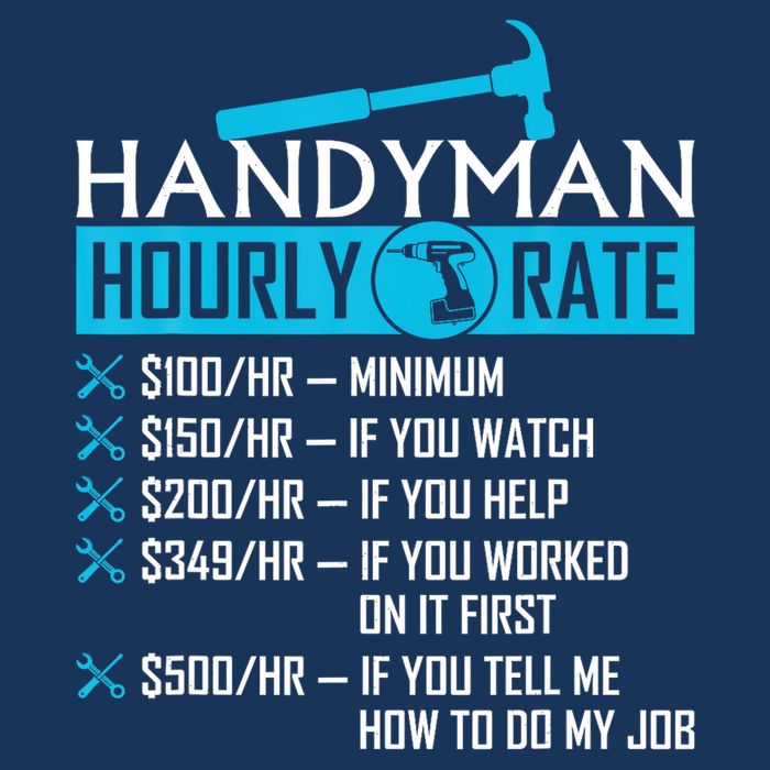 Handyman Hourly Rate Humor Carpenter Funny Handy Man 25L Jumbo Tote