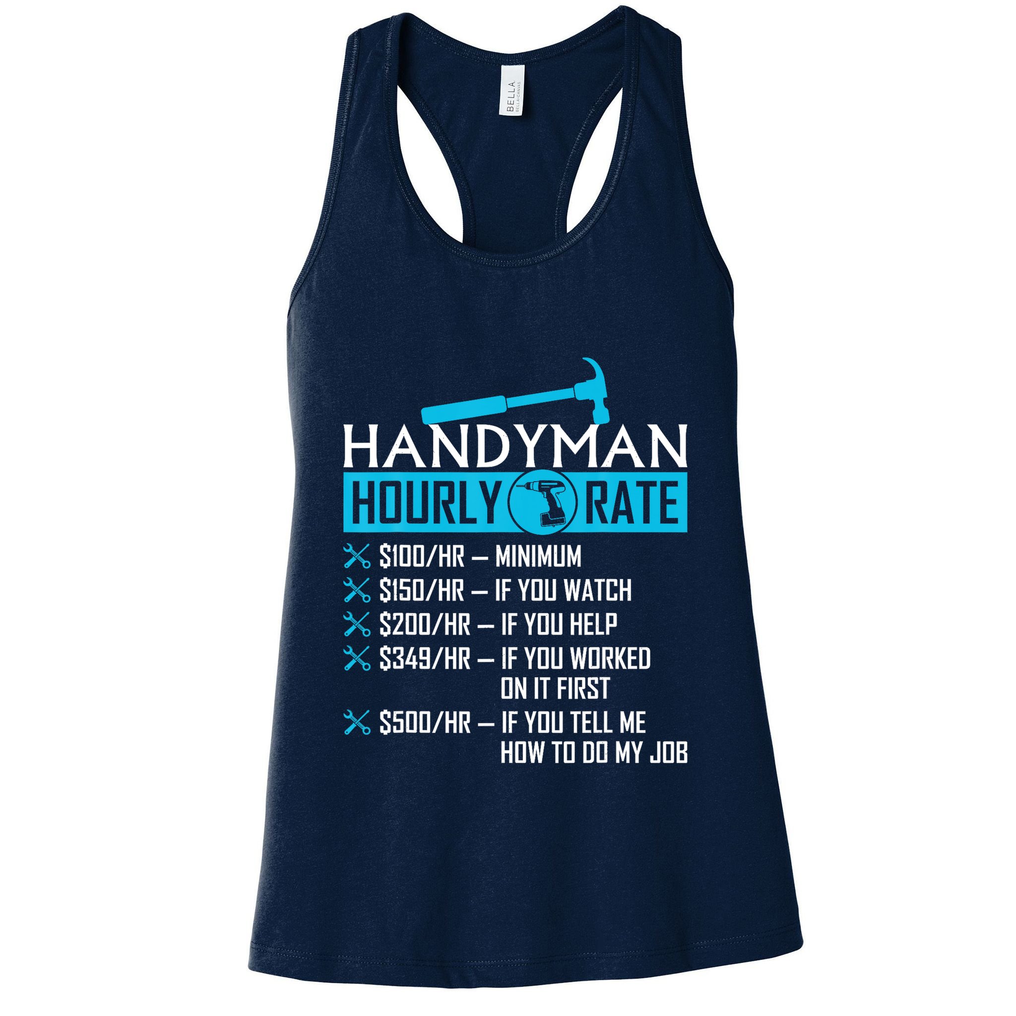 Handyman Hourly Rate Humor Carpenter Funny Handy Man Womens Tank Top
