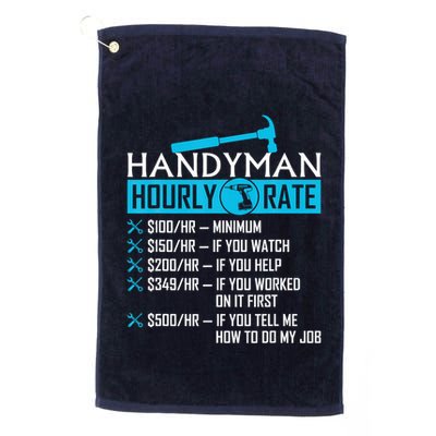 Handyman Hourly Rate Humor Carpenter Funny Handy Man Golf Towel