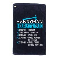 Handyman Hourly Rate Humor Carpenter Funny Handy Man Golf Towel