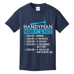 Handyman Hourly Rate Humor Carpenter Funny Handy Man Kids T-Shirt