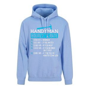 Handyman Hourly Rate Humor Carpenter Funny Handy Man Unisex Surf Hoodie