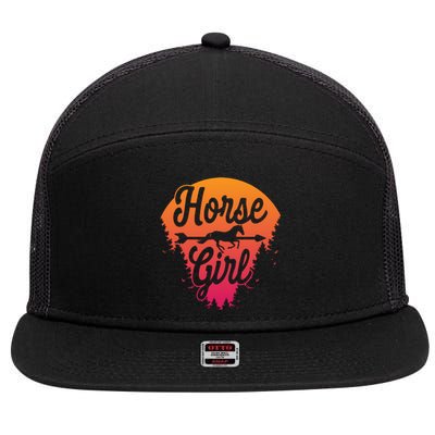 Horse Horseback Riding Gift 7 Panel Mesh Trucker Snapback Hat