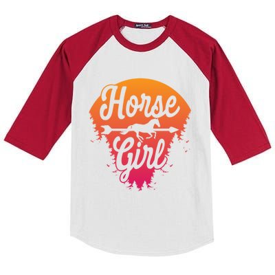 Horse Horseback Riding Gift Kids Colorblock Raglan Jersey