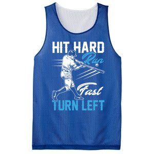 Hit Hard Run Fast Turn Left Funny Cute Baseball Player Fan Gift Mesh Reversible Basketball Jersey Tank