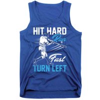 Hit Hard Run Fast Turn Left Funny Cute Baseball Player Fan Gift Tank Top