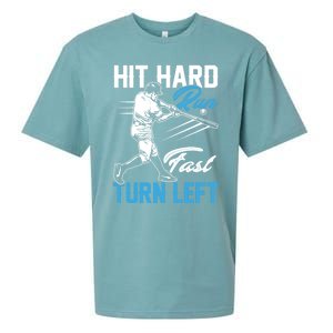 Hit Hard Run Fast Turn Left Funny Cute Baseball Player Fan Gift Sueded Cloud Jersey T-Shirt