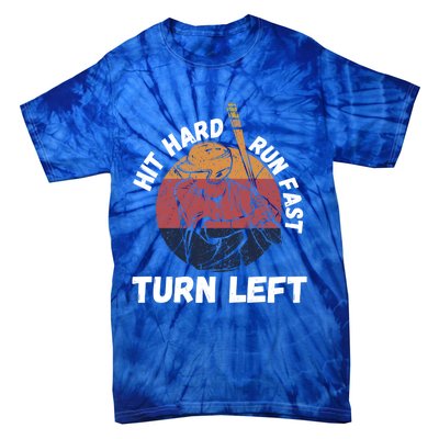 Hit Hard Run Fast Turn Left Funny Vintage Baseball Tee Cute Gift Tie-Dye T-Shirt