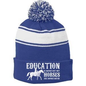 Horse Horseback Riding Cute Gift Stripe Pom Pom Beanie