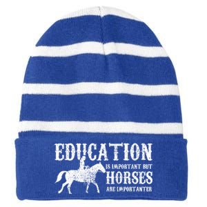 Horse Horseback Riding Cute Gift Striped Beanie with Solid Band