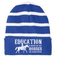 Horse Horseback Riding Cute Gift Striped Beanie with Solid Band