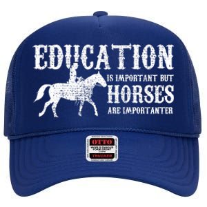 Horse Horseback Riding Cute Gift High Crown Mesh Back Trucker Hat