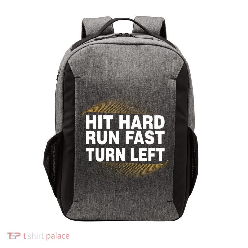 Hit Hard Run Fast Turn Left Players Cool Gift Vector Backpack