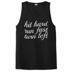 Hit Hard Run Fast Turn Left Gift Cool And Funny Baseball Design Gift PosiCharge Competitor Tank