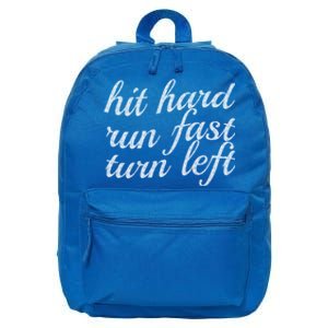 Hit Hard Run Fast Turn Left Gift Cool And Funny Baseball Design Gift 16 in Basic Backpack