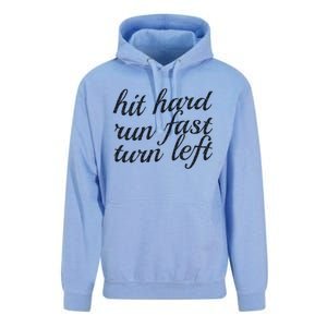 Hit Hard Run Fast Turn Left Gift Cool And Funny Baseball Design Gift Unisex Surf Hoodie