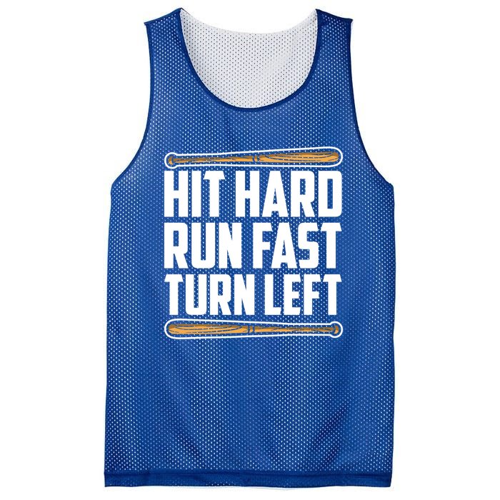 Hit Hard Run Fast Turn Left Gift Funny Baseball Player Gift Funny Gift Mesh Reversible Basketball Jersey Tank