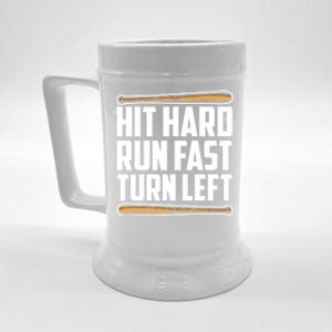 Hit Hard Run Fast Turn Left Gift Funny Baseball Player Gift Funny Gift Beer Stein