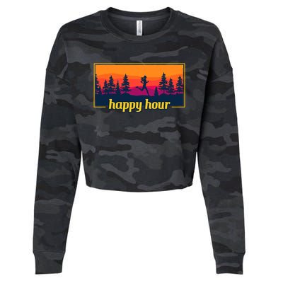 Happy Hour Running Woman Running Runner Cropped Pullover Crew