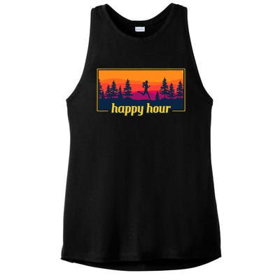 Happy Hour Running Woman Running Runner Ladies PosiCharge Tri-Blend Wicking Tank