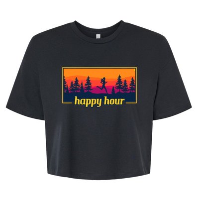 Happy Hour Running Woman Running Runner Bella+Canvas Jersey Crop Tee