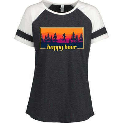 Happy Hour Running Woman Running Runner Enza Ladies Jersey Colorblock Tee