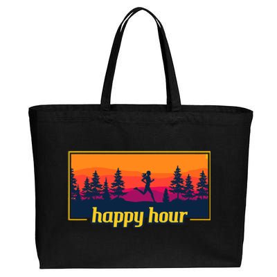 Happy Hour Running Woman Running Runner Cotton Canvas Jumbo Tote