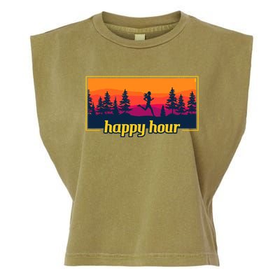 Happy Hour Running Woman Running Runner Garment-Dyed Women's Muscle Tee