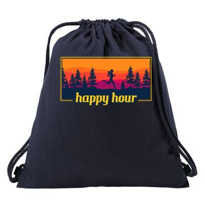 Happy Hour Running Woman Running Runner Drawstring Bag