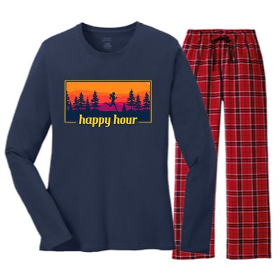 Happy Hour Running Woman Running Runner Women's Long Sleeve Flannel Pajama Set 