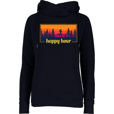 Happy Hour Running Woman Running Runner Womens Funnel Neck Pullover Hood